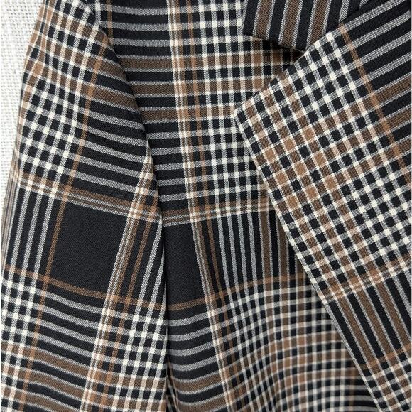 Theory Becket Brown Wool Blend Belted Plaid Checked Blazer, size 8 - Picture 5 of 11
